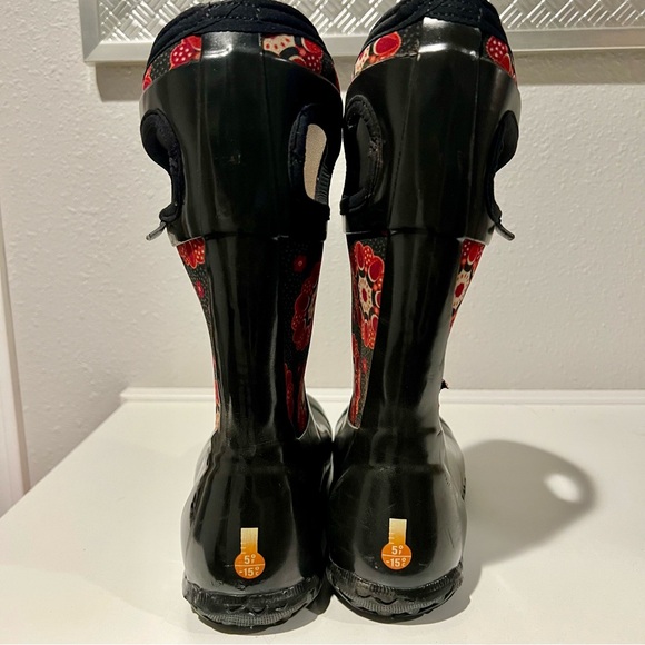BOGS Kids Classic Waterproof Kaleidoscope Rain Boots Red Black Size 3 Youth - Picture 4 of 8
